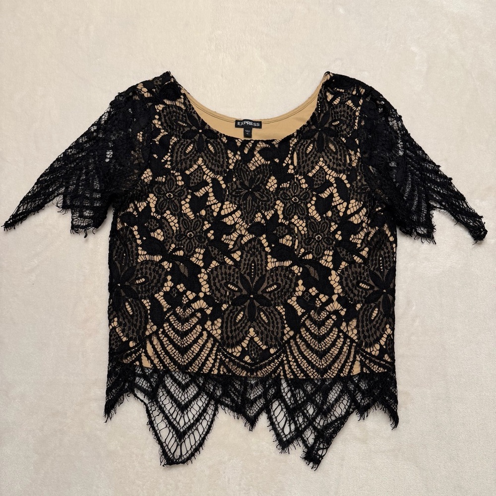 Express Black Lace Overlay Blouse Small 
Whimsigoth Boho goth
